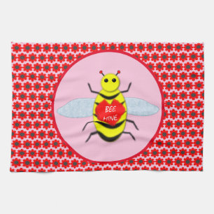 Niedliche Valentinstag-Biene Geschirrtuch