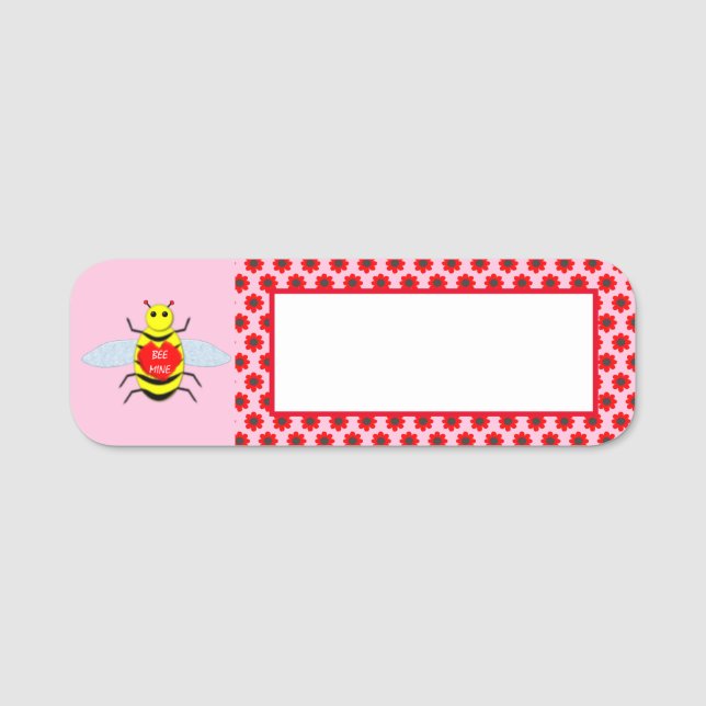 Niedliche Valentinstag-Biene Namensschild (Vorderseite)