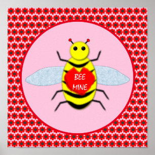 Niedliche Valentinstag-Biene Poster