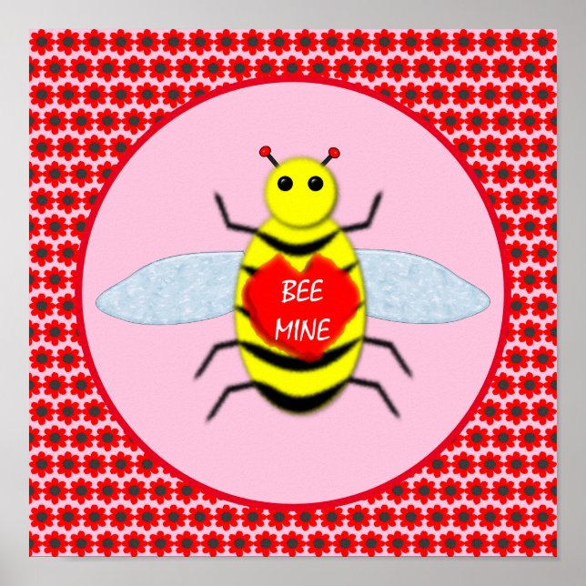 Niedliche Valentinstag-Biene Poster (Vorne)