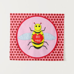 Niedliche Valentinstag-Biene Wandteppich