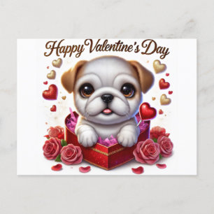 Niedliche Valentinstag Bulldogge Feiertagspostkarte