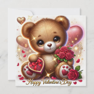 Niedliche Valentinstag Grußkarte Teddy Bear Feiertagskarte