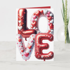 Niedliche Valentinstag Liebe Red Hearts Balloons C Dankeskarte
