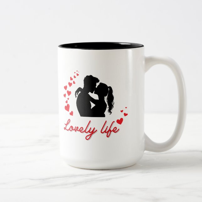 Niedliche Valentinstag-Tasse Zweifarbige Tasse (Rechts)