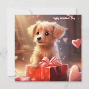 Niedliche Valentinstag Welpenkarte Feiertagskarte