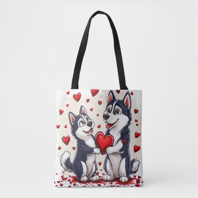 Niedliche Valentintaghunde Tasche (Vorderseite)