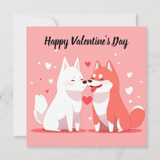 Niedliche Valentintagshunde Flachkarte Feiertagskarte (Vorderseite)