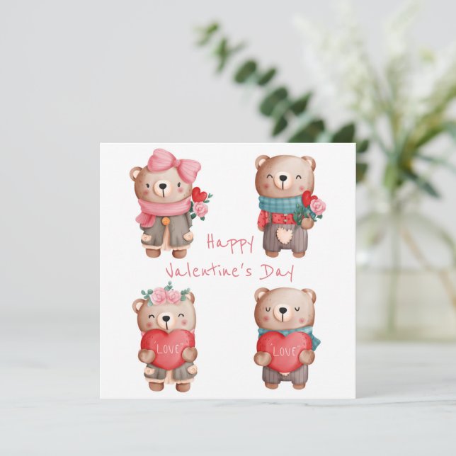 Niedliche Valentintagskarte Feiertagskarte (Stehend Vorderseite)