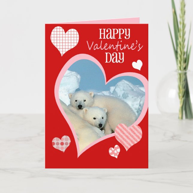 Niedliche Valentintagskarte, Polarbären Feiertagskarte (Vorderseite)