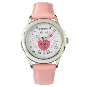 Niedliche Valentintagskatze Armbanduhr