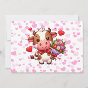 Niedliche Valentintagskuh Feiertagskarte