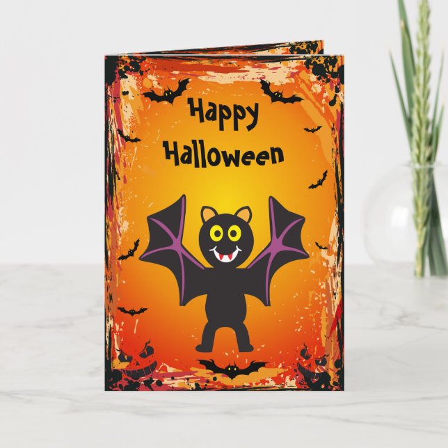 Niedliche Vampire-Bat Halloween-Karte Karte (Vorderseite)