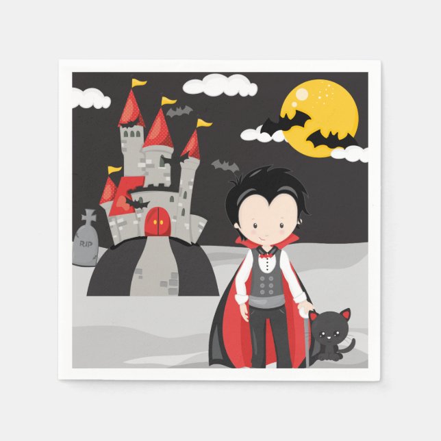 Niedliche Vampire Boy Halloween Kids Spooky Paper  Serviette (Vorderseite)