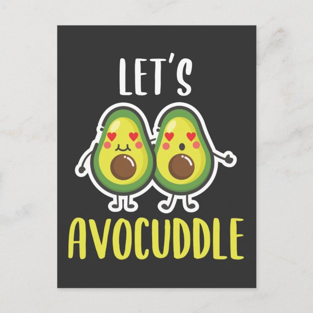 Niedliche Vegane Beziehung zwischen Avocado und Cu Postkarte (Vorderseite)