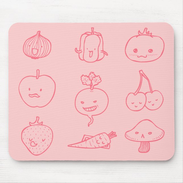 Niedliche vegane Leben-Gekritzel-Kunst Mousepad (Vorne)