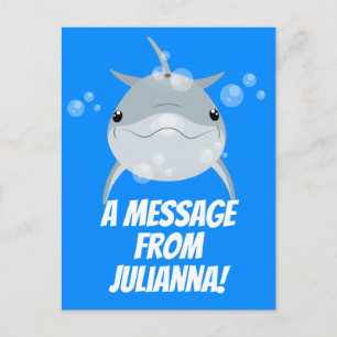 Niedliche Veranschaulichung des Cartoon-Delfins Postkarte