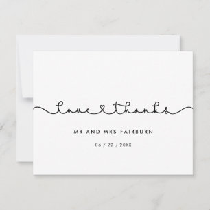 Niedliche Verbindung Schriftart Hochzeit Liebe & d Dankeskarte