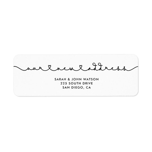 Niedliche Verbindung Schriftart Unsere neue Adress (Vorne)