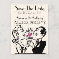 Niedliche Verlobung und Save the Date Postkarte