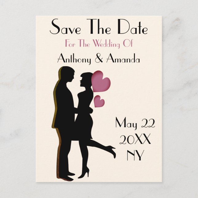Niedliche Verlobung und Save the Date Postkarte (Vorderseite)