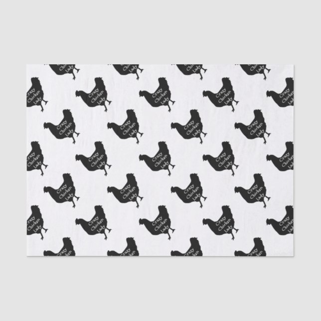 Niedliche verrückte Huhn-Dame Chicken Silhouette Seidenpapier (Vorderseite)