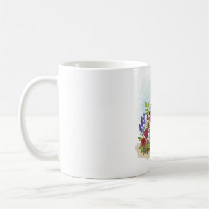 Niedliche, verspielte Frosch-Illustration im Blume Kaffeetasse