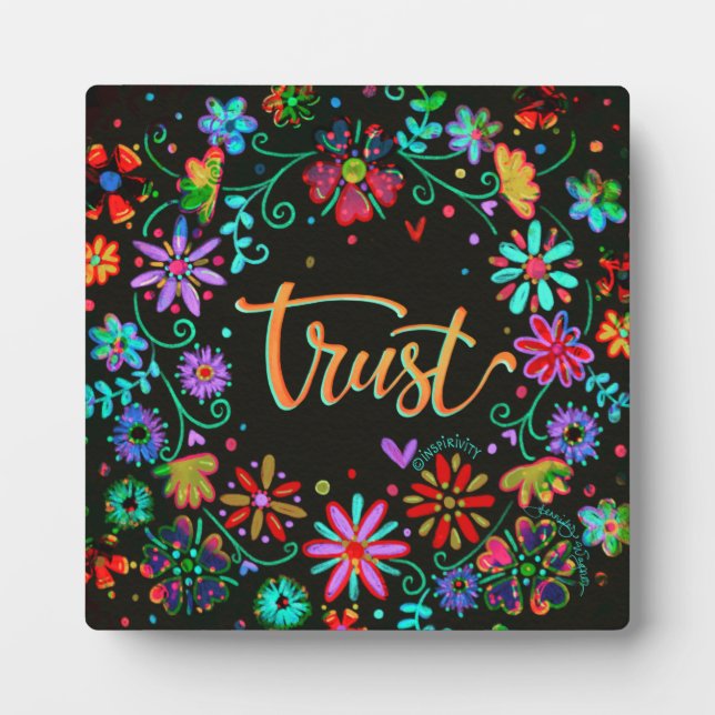 Niedliche Vertrauen von Boho Black Floral Fotoplatte (Vorderseite)