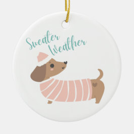 Niedliche Verzierung mit Dackel Hund in einem Pull Keramik Ornament