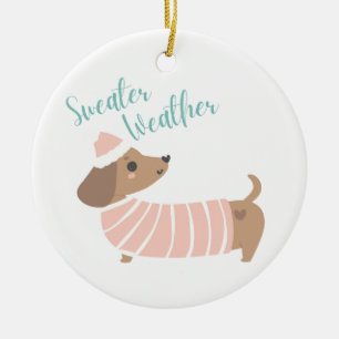 Niedliche Verzierung mit Dackel Hund in einem Pull Keramik Ornament