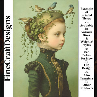 Niedliche Viktorianische Girl & Vines & Birds BD9 Seidenpapier