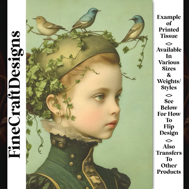 Niedliche Viktorianische Girl & Vines & Birds BE1  Seidenpapier (Von Creator hochgeladen)