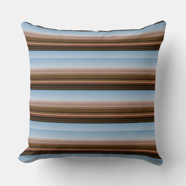 Niedliche, Vintag-blaubraune Streifen Kissen (Vorderseite)