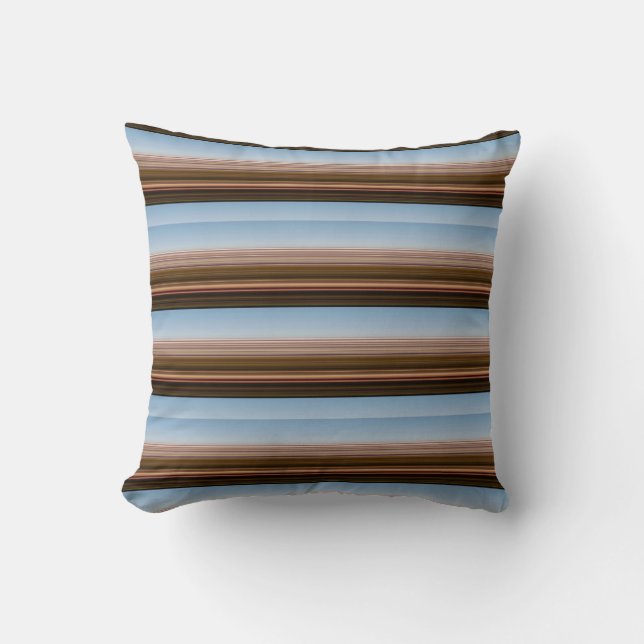 Niedliche, Vintag-blaubraune Streifen Kissen (Vorderseite)