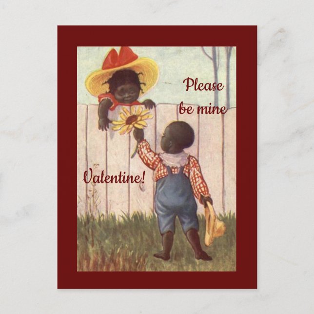 Niedliche Vintage Afroamerikanerin Valentine Postc Postkarte (Vorderseite)