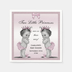Niedliche Vintage Baby-Dusche Prinzessin-Twins Serviette