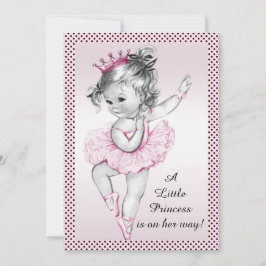 Niedliche Vintage Ballerina Princess Babydusche Einladung