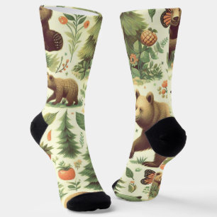 Niedliche Vintage Bärendarstellung Socken
