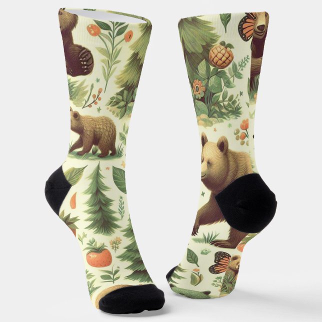Niedliche Vintage Bärendarstellung Socken (Gewinkelt)