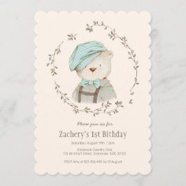 Niedliche Vintage Bärenjungen zum Geburtstag Einladung