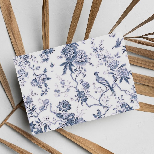 Niedliche Vintage Blauer und Weiße Vogelblume Postkarte (Cute Vintage Blue And White Bird Floral Postcard )