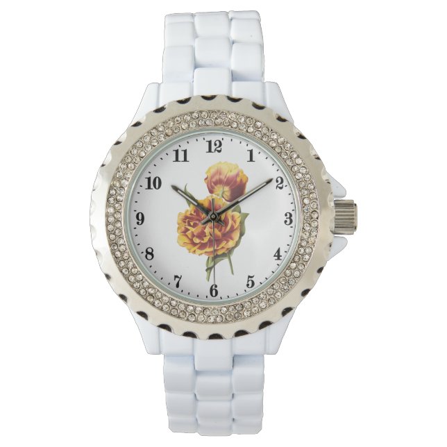 Niedliche Vintage Blume Armbanduhr (Vorderseite)