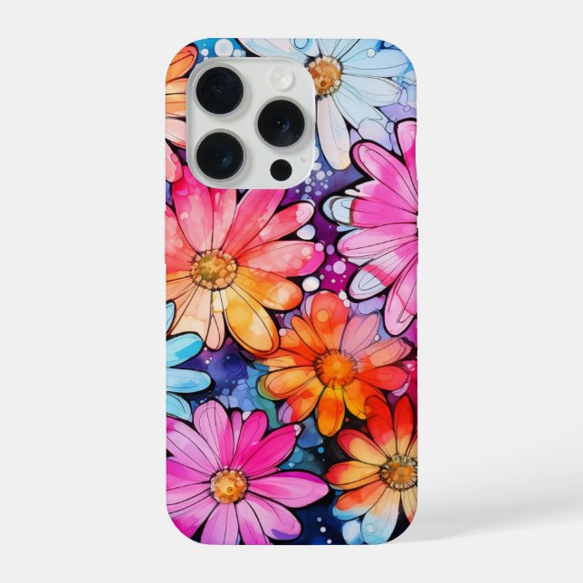 Niedliche Vintage Blume Kunst, Kultur iPhone 15 Pro Hülle (Rückseite)