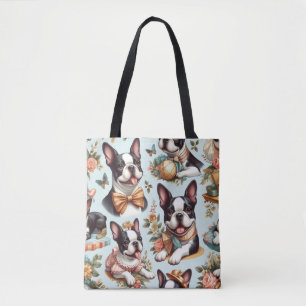 Niedliche Vintage Boston Terrier Illustration Tasche