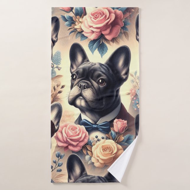 Niedliche Vintage Bulldogmalt Badehandtuch (Badehandtuch)