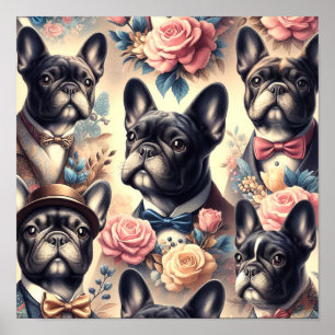 Niedliche Vintage Bulldogmalt Poster