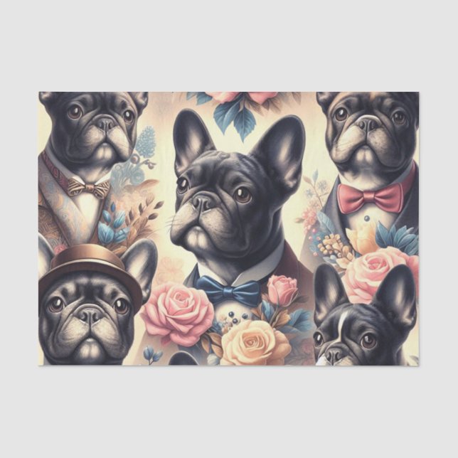 Niedliche Vintage Bulldogmalt Seidenpapier (Vorderseite)
