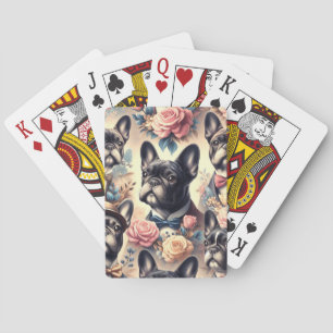 Niedliche Vintage Bulldogmalt Spielkarten