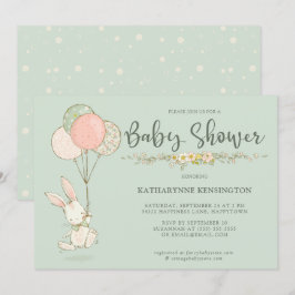Niedliche Vintage Bunny Floral Baby Dusche Einladung