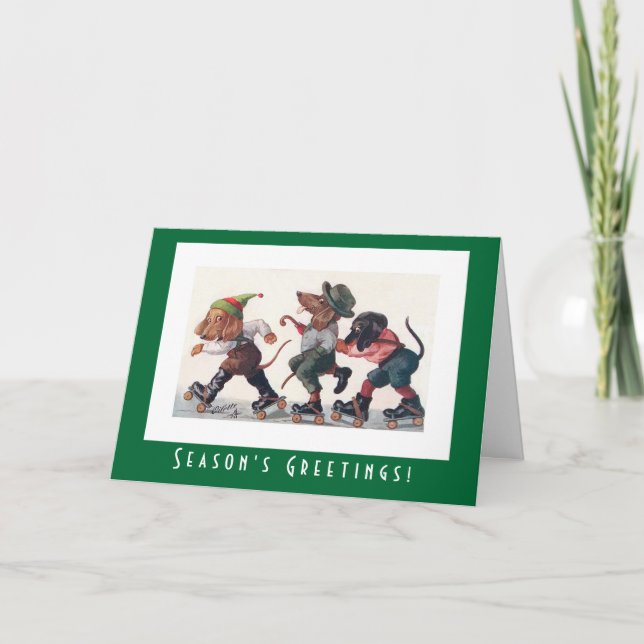 Niedliche Vintage Dackel Hunde Weihnachten (Vorderseite)